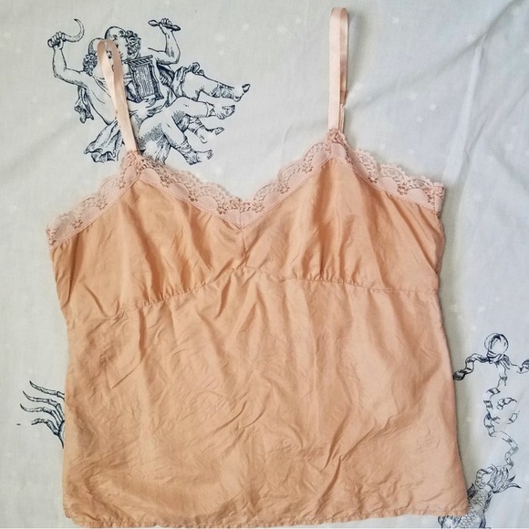 Peach Silk Cami/Tank Y2K Size 14 #0102 - Picture 1 of 7